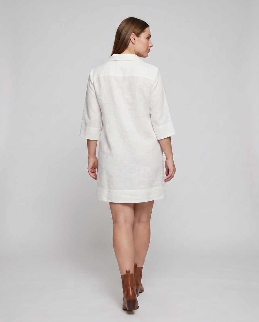 Mirabel Linen Dress with V-Neck