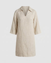 Mirabel Linen Dress with V-Neck in Linen