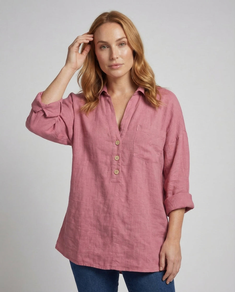 Mirabel Linen Shirt with Button Front