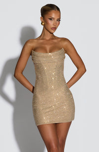 Kayla Mini Dress – Gold