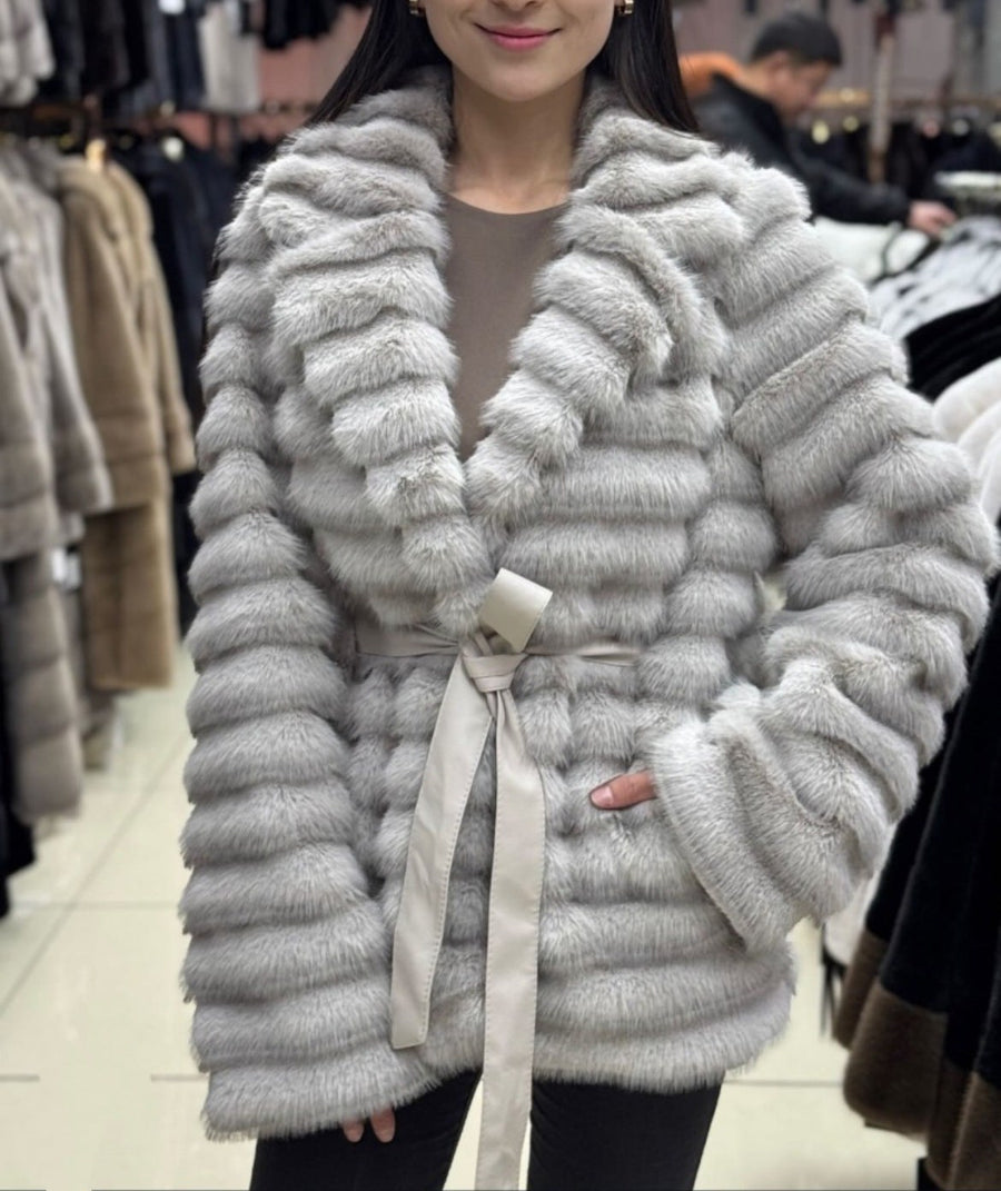 Miranda Cardigan with Belted in Grey