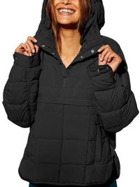 Miranda Casual Quilted Jacket with Side Pockets and Pockets in Black