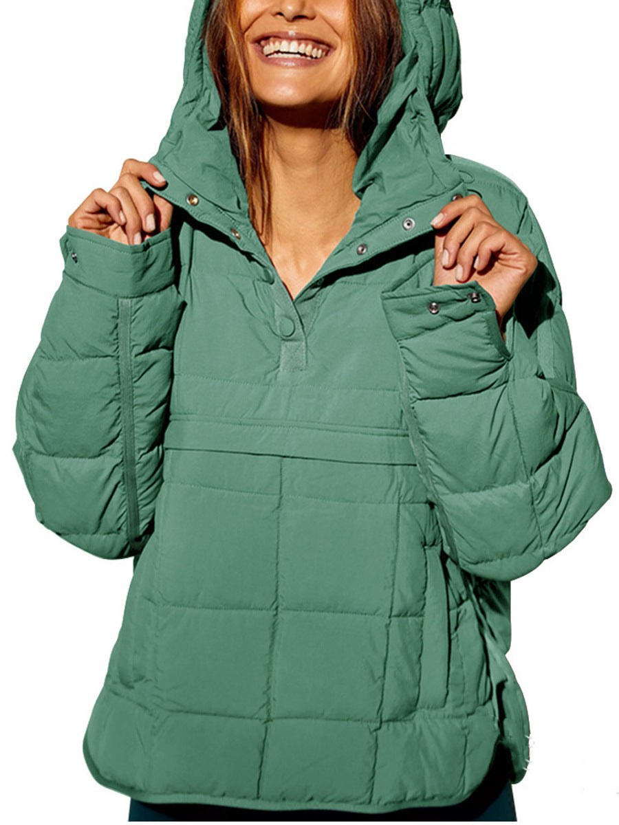 Miranda Casual Quilted Jacket with Side Pockets and Pockets in Green