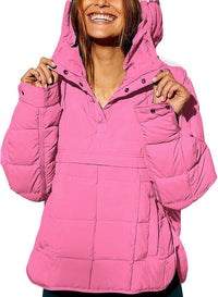 Miranda Casual Quilted Jacket with Side Pockets and Pockets in Neonpink