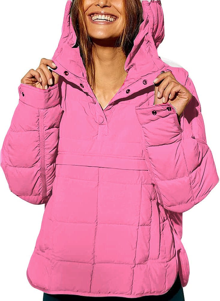 Miranda Casual Quilted Jacket with Side Pockets and Pockets in Neonpink