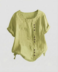 Miranda Linen Blouse with Button Front in Mintgrün