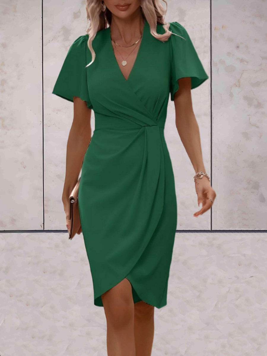 Miranda Wrap Dress with V-Neck in Red