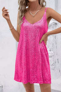 Miravelle Women's Sequin Party Dress Mini in Dark Pink