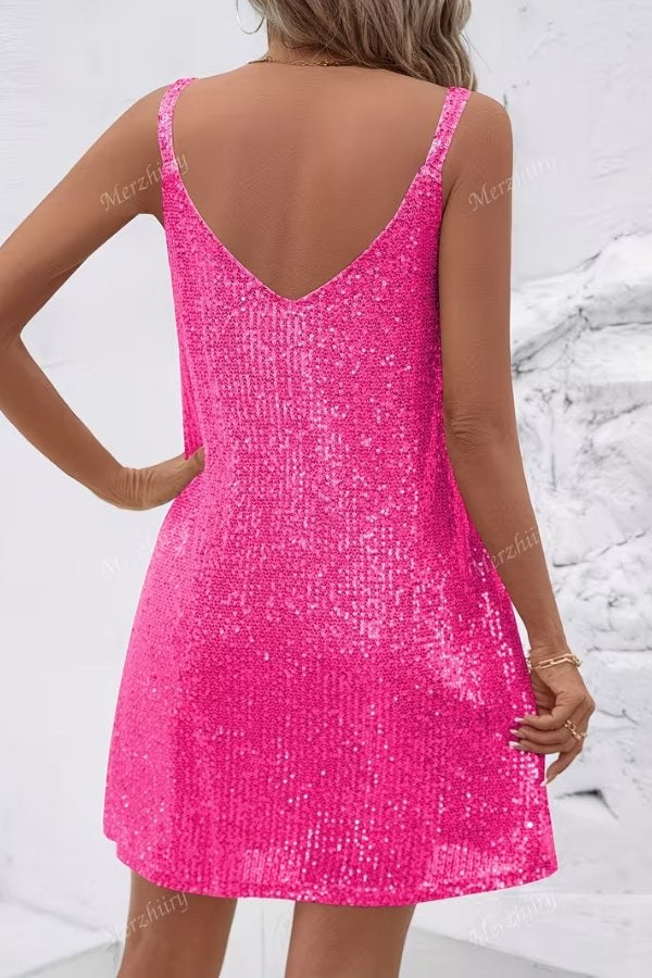 Miravelle Women's Sequin Party Dress Mini in Purple
