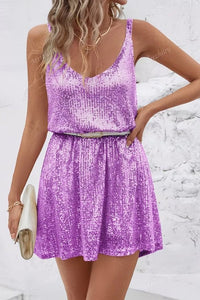 Miravelle Women's Sequin Party Dress Mini in Purple