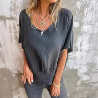 Mireille Casual Blouse with Elastic Waist and Oversized