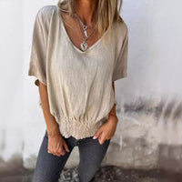Mireille Casual Blouse with Elastic Waist and Oversized