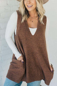 Mireille Comfortable Knit Bag with Pockets in Rotbraun