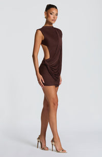 Enid Mini Dress – Plum Brown