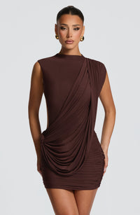 Enid Mini Dress – Plum Brown