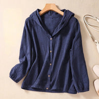 Miri™ Relaxed Hooded Shirt in Navy Blue