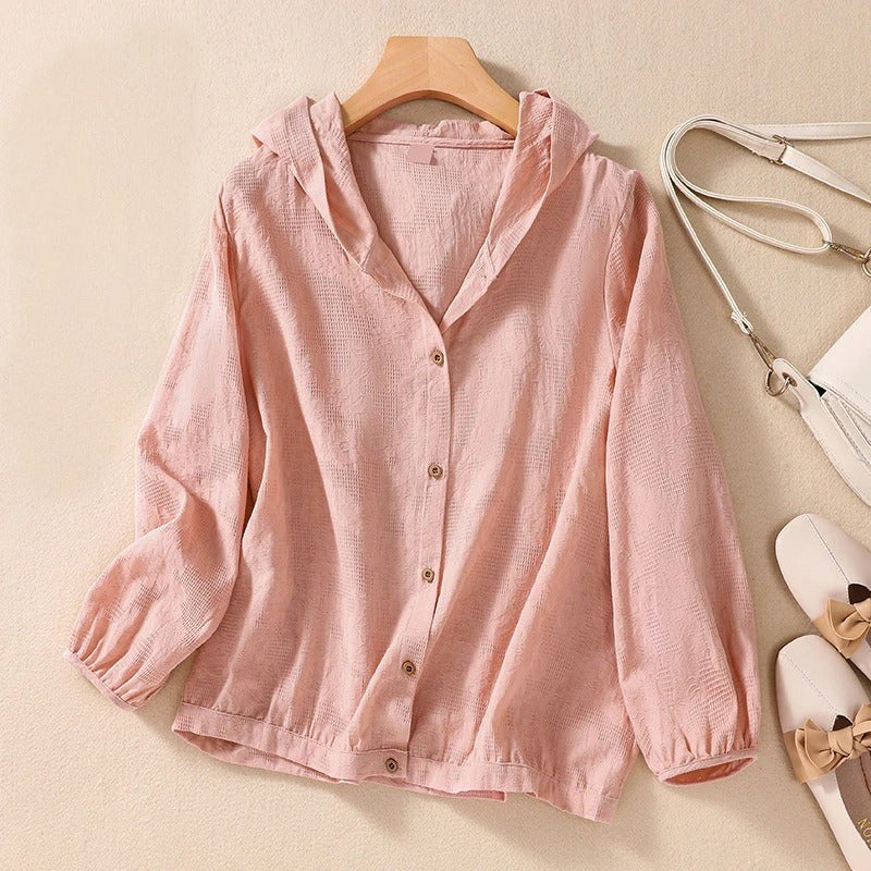 Miri™ Relaxed Hooded Shirt in Pink