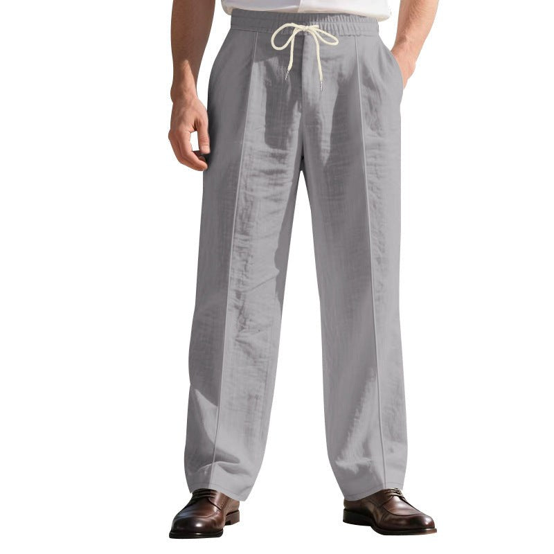 Mirko Linen Trousers with Elastic Waist and Pleated