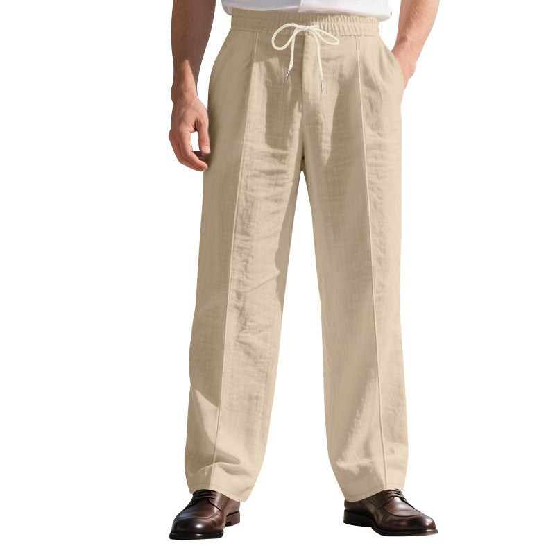 Mirko Linen Trousers with Elastic Waist and Pleated