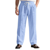 Mirko Linen Trousers with Elastic Waist and Pleated