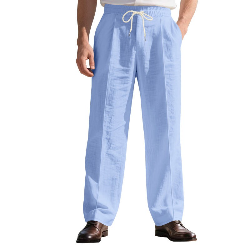 Mirko Linen Trousers with Elastic Waist and Pleated