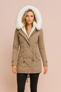 NORDELLE | FAUX FUR HOODED LONGLINE PARKA COAT