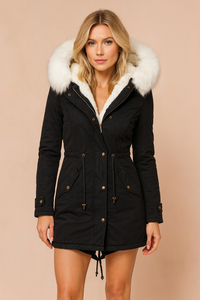 NORDELLE | FAUX FUR HOODED LONGLINE PARKA COAT