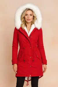 NORDELLE | FAUX FUR HOODED LONGLINE PARKA COAT
