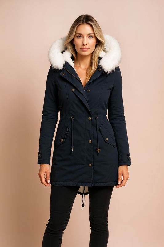 NORDELLE | FAUX FUR HOODED LONGLINE PARKA COAT