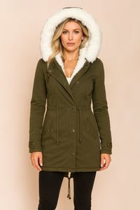 NORDELLE | FAUX FUR HOODED LONGLINE PARKA COAT