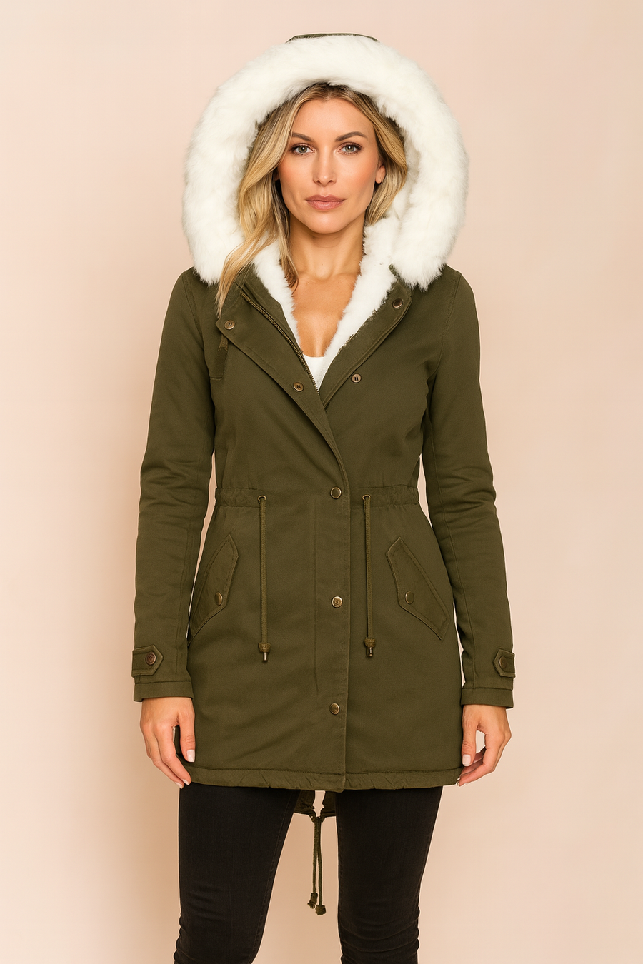 NORDELLE | FAUX FUR HOODED LONGLINE PARKA COAT