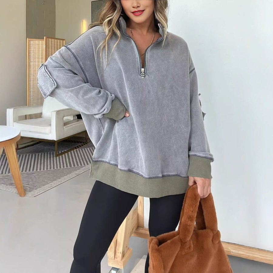 Moira Comfortable Sweater with Zip Front