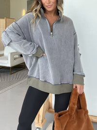 Moira Comfortable Sweater with Zip Front in Grey