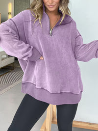 Moira Comfortable Sweater with Zip Front in Purple