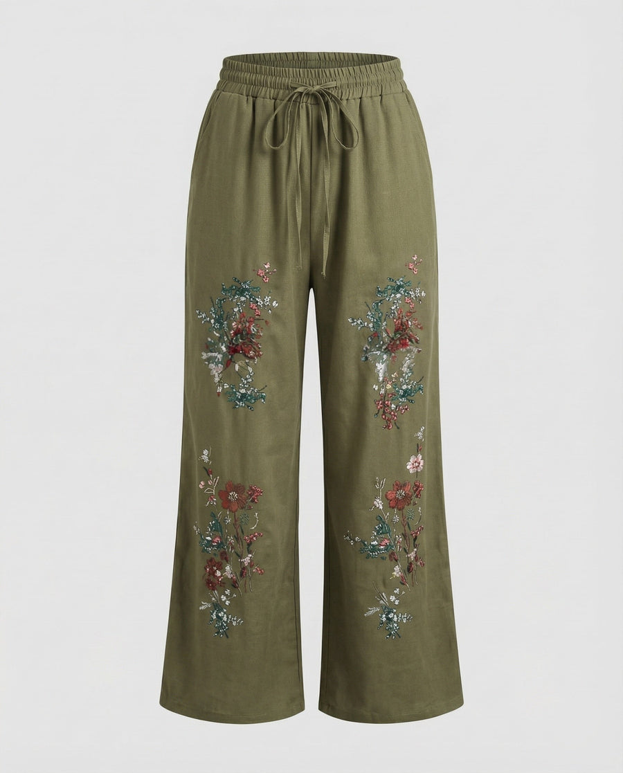 Moira Linen Blend Trousers in Green