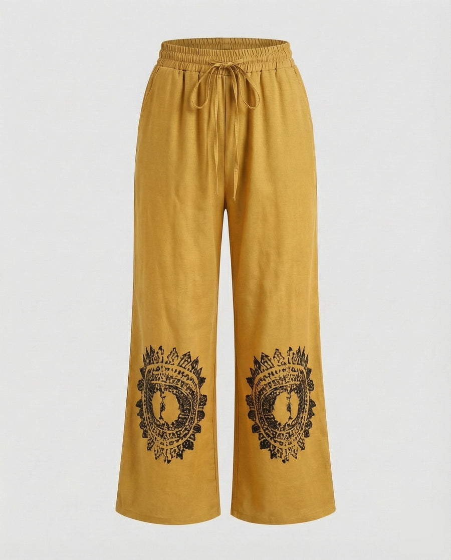 Moira Linen Blend Trousers in Yellow