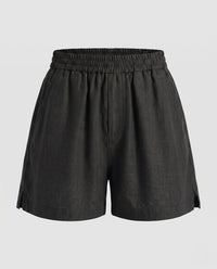 Moira Linen Shorts with Pockets in Black