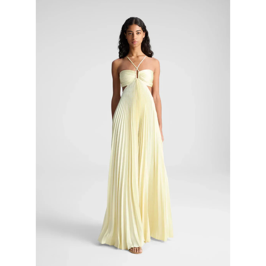 Monica | Halter Maxi Dress in Golden Ivory