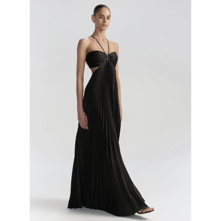Monica | Halter Maxi Dress in Midnight Noir
