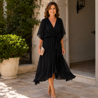 Monica | Elegant V-Neck Flowing Midi Dress