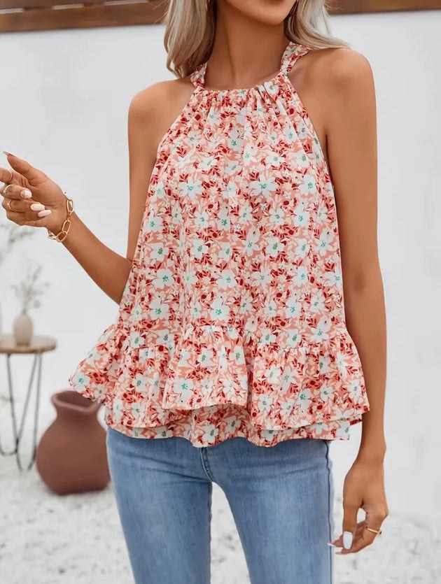 Monique Blouse with Ruffles in Patterned