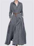 Monique Elegant Maxi Dress with Pleated and Belted