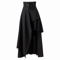 Monique Elegant Skirt with Lace-Up in Black