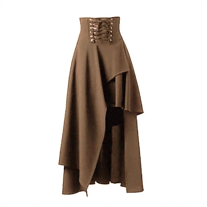 Monique Elegant Skirt with Lace-Up in Khaki