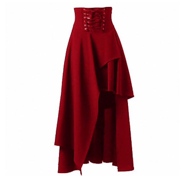 Monique Elegant Skirt with Lace-Up in Red