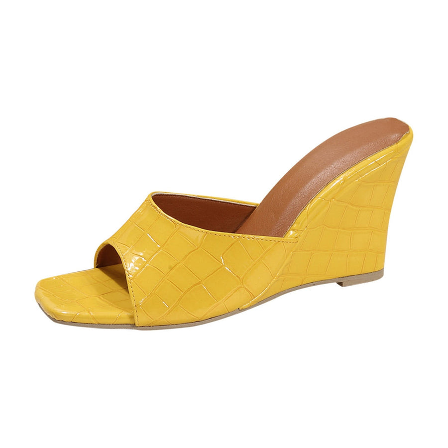 Monroe Faux Snake Leather Wedges in Black