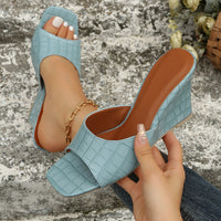 Monroe Faux Snake Leather Wedges in Blue