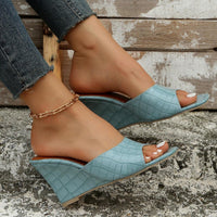 Monroe Faux Snake Leather Wedges in Blue
