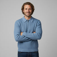 Monroe Merino Wool Ribbed Sweater in Carolina Blue