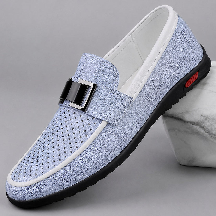 Montauk Genuine Leather Loafer in Coastal Blue Perforated